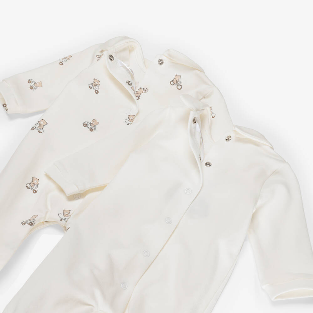 Mayoral Newborn-أفارول بيبي غرو بطبعة دب تيدي قطن لون عاجي للأولاد (عدد 2) | Childrensalon