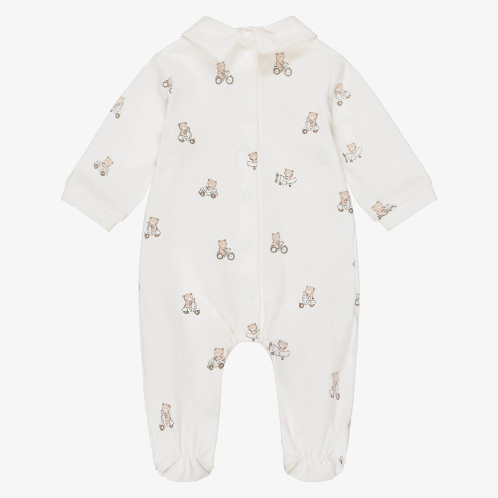 Mayoral Для новорожденных-Boys Ivory Cotton Teddy Print Babygrows (2 Pack) | Childrensalon