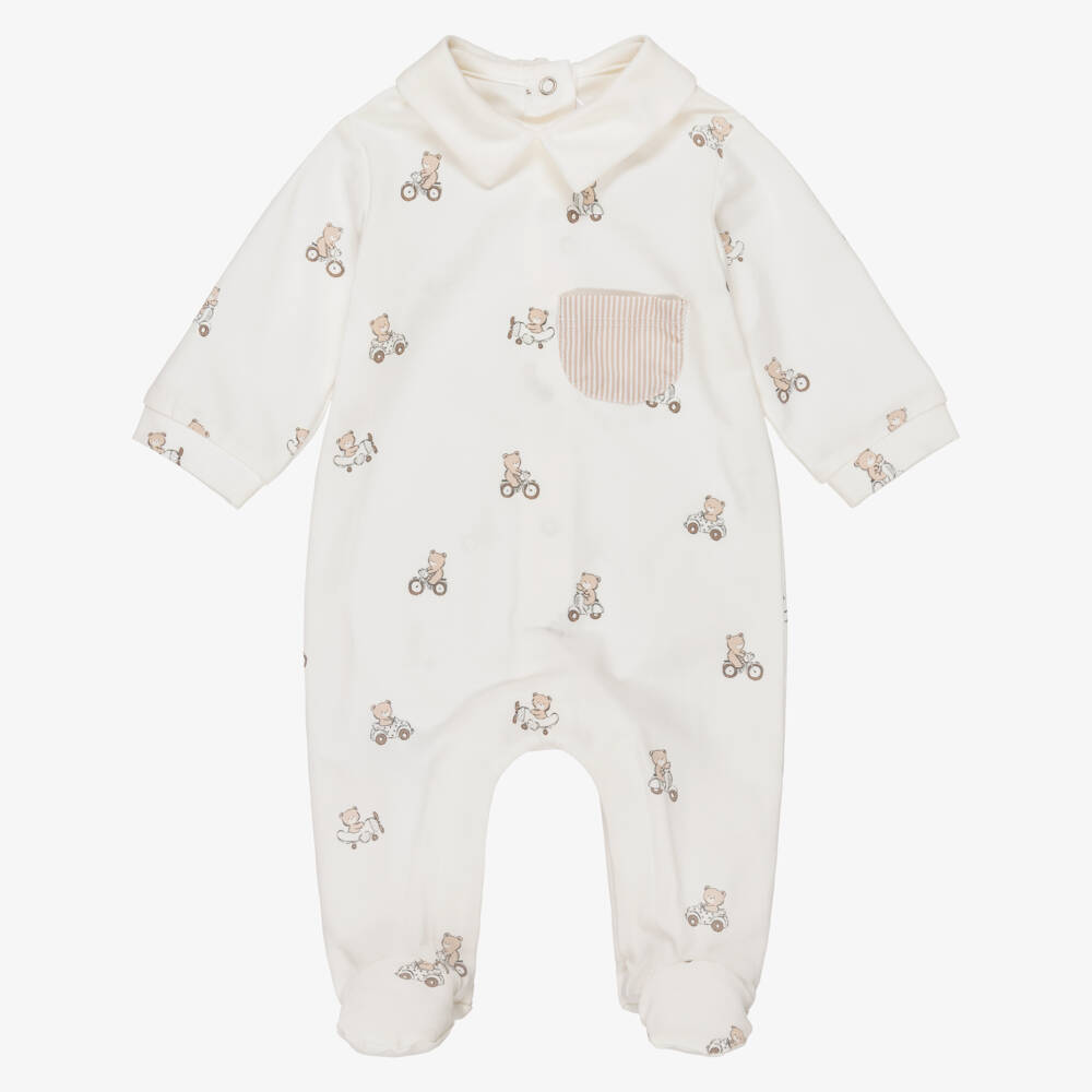 Mayoral Для новорожденных-Boys Ivory Cotton Teddy Print Babygrows (2 Pack) | Childrensalon