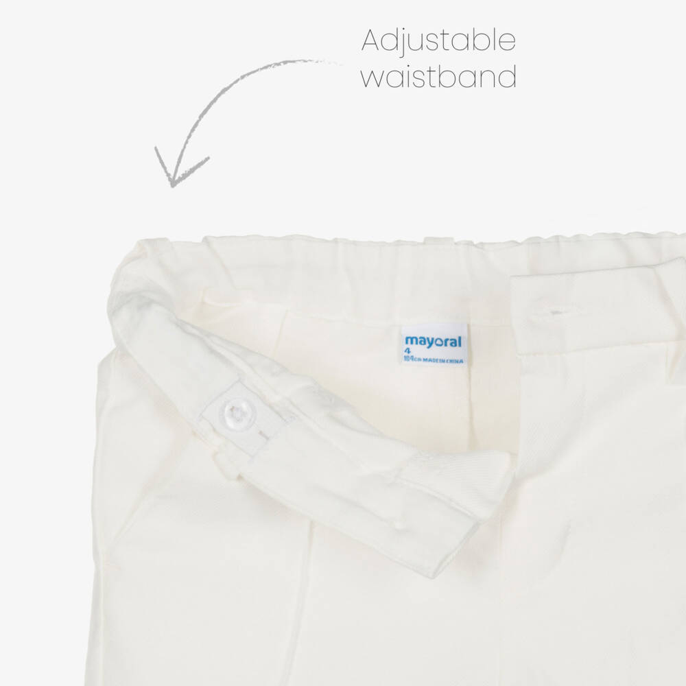 Mayoral-Boys Ivory Cotton Twill Trousers | Childrensalon
