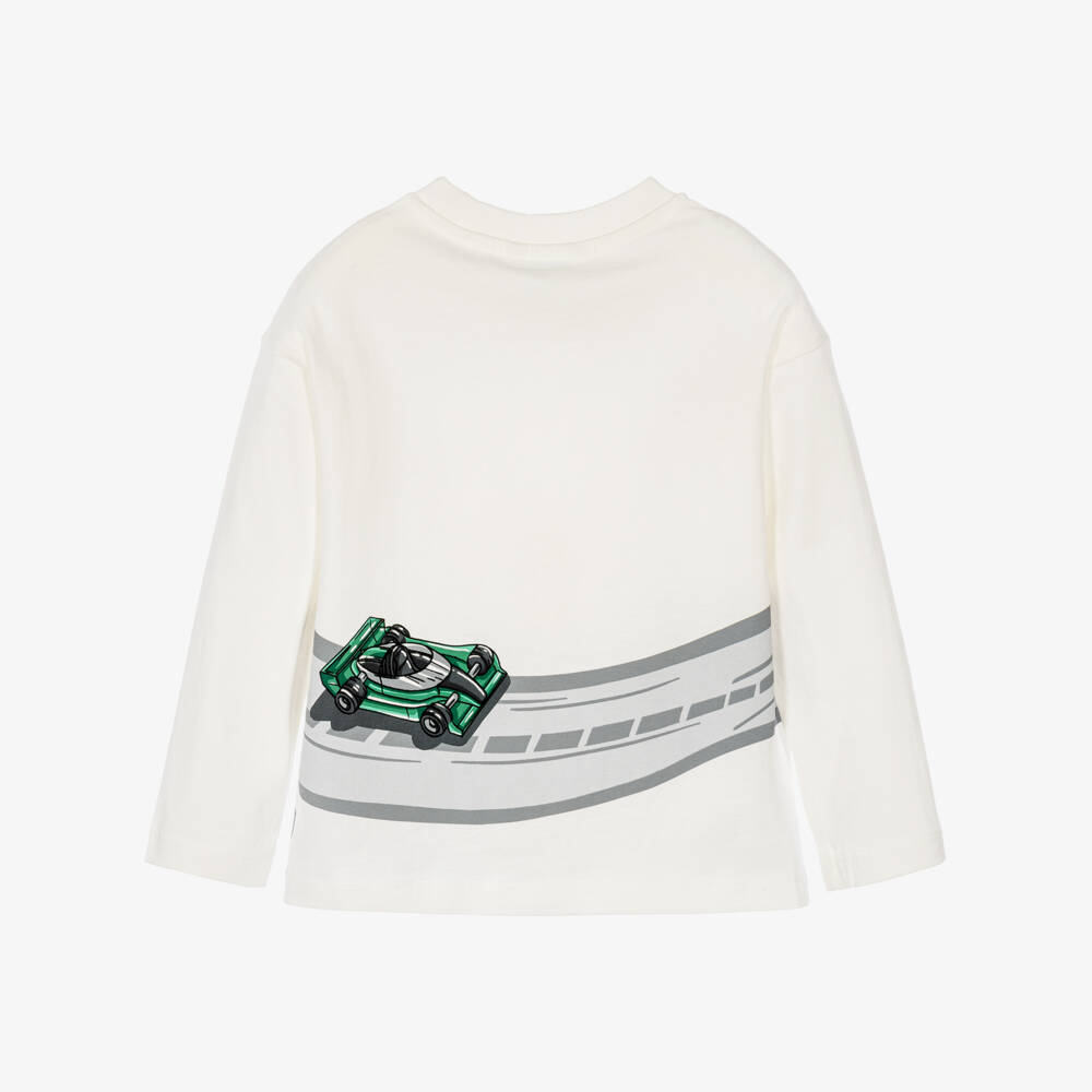 Mayoral-Boys Ivory Graphic Print Top in Cotton Jersey | Childrensalon