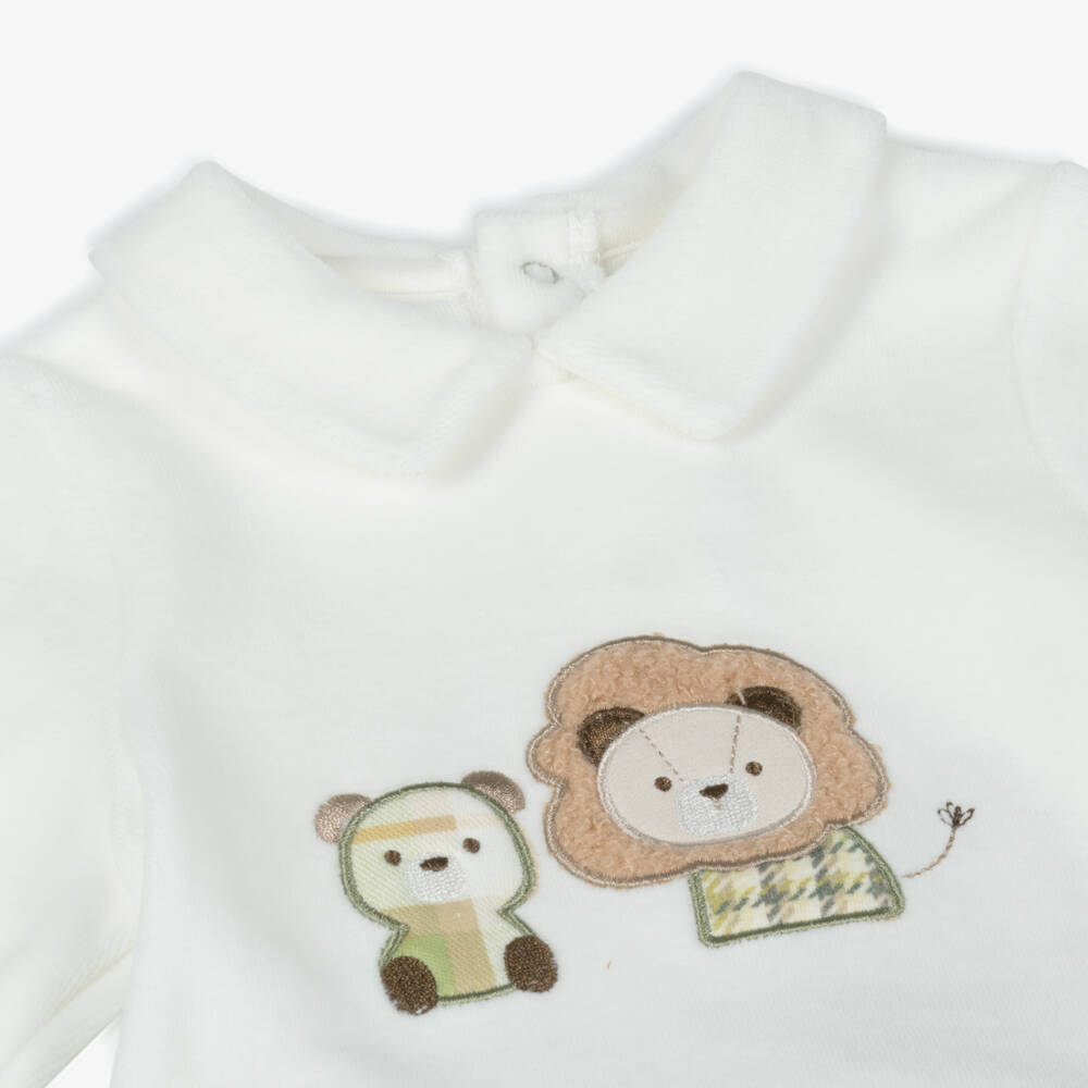 Mayoral Newborn-Boys Ivory & Green 2 Piece Babygrow | Childrensalon