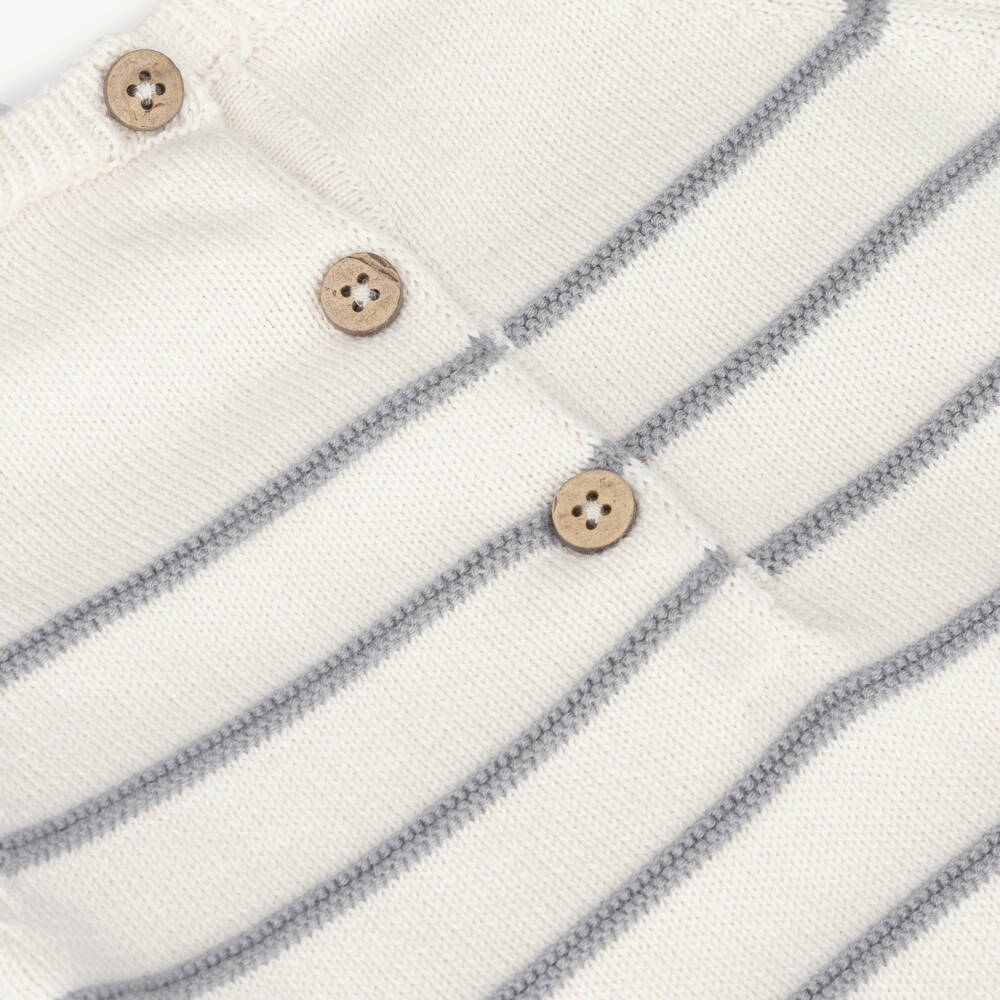 Mayoral Newborn-Boys Ivory & Grey Cotton Knit 2-Piece Babygrow | Childrensalon