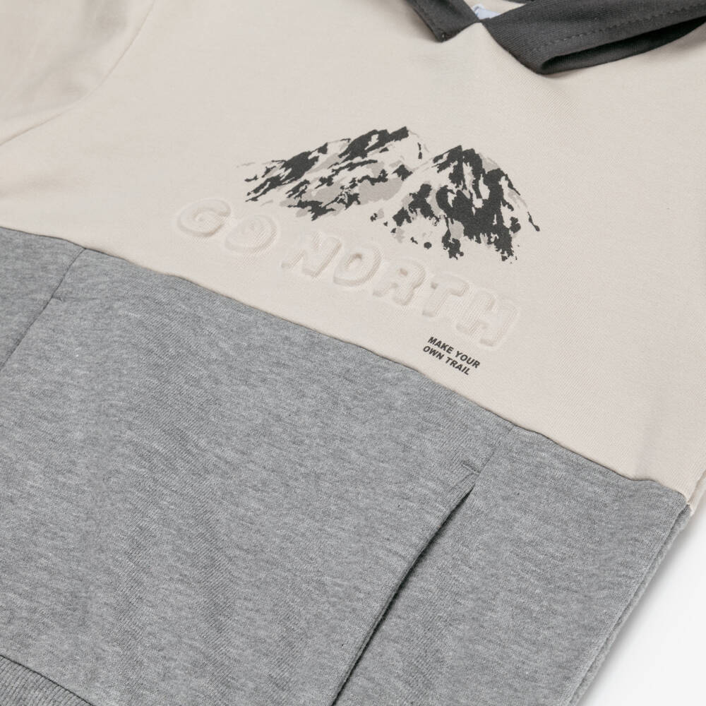 Mayoral-Boys Ivory & Grey Cotton Tracksuit Set | Childrensalon