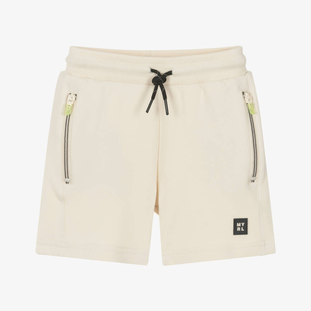 Mayoral-Boys Ivory Jersey Drawstring Shorts | Childrensalon