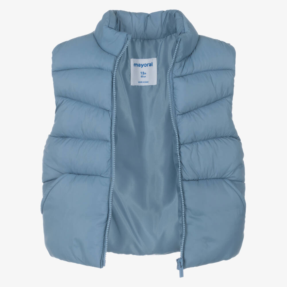 Mayoral-Брючный комплект кремово-синий из хлопка с голубым жилетом для мальчиков | Childrensalon