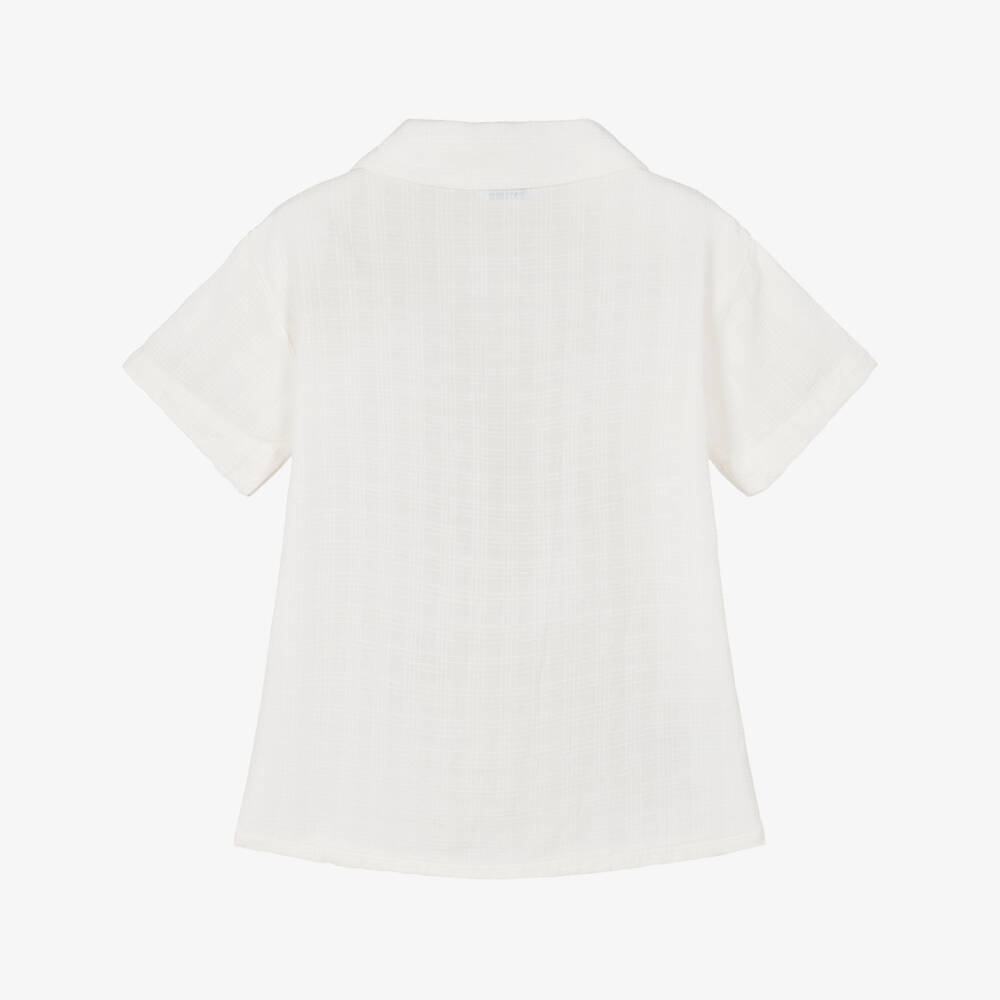 Mayoral-قميص بنقشة نخيل لون عاجي للأولاد | Childrensalon