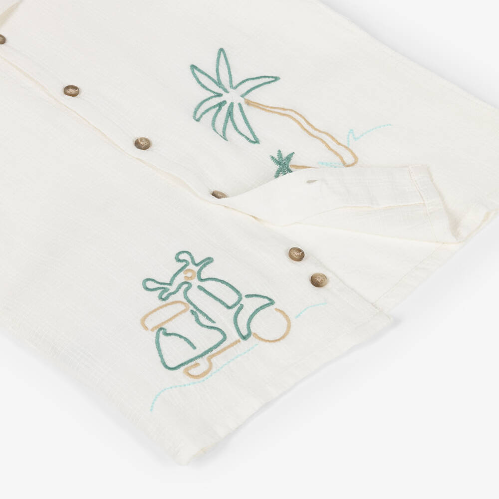 Mayoral-قميص بنقشة نخيل لون عاجي للأولاد | Childrensalon