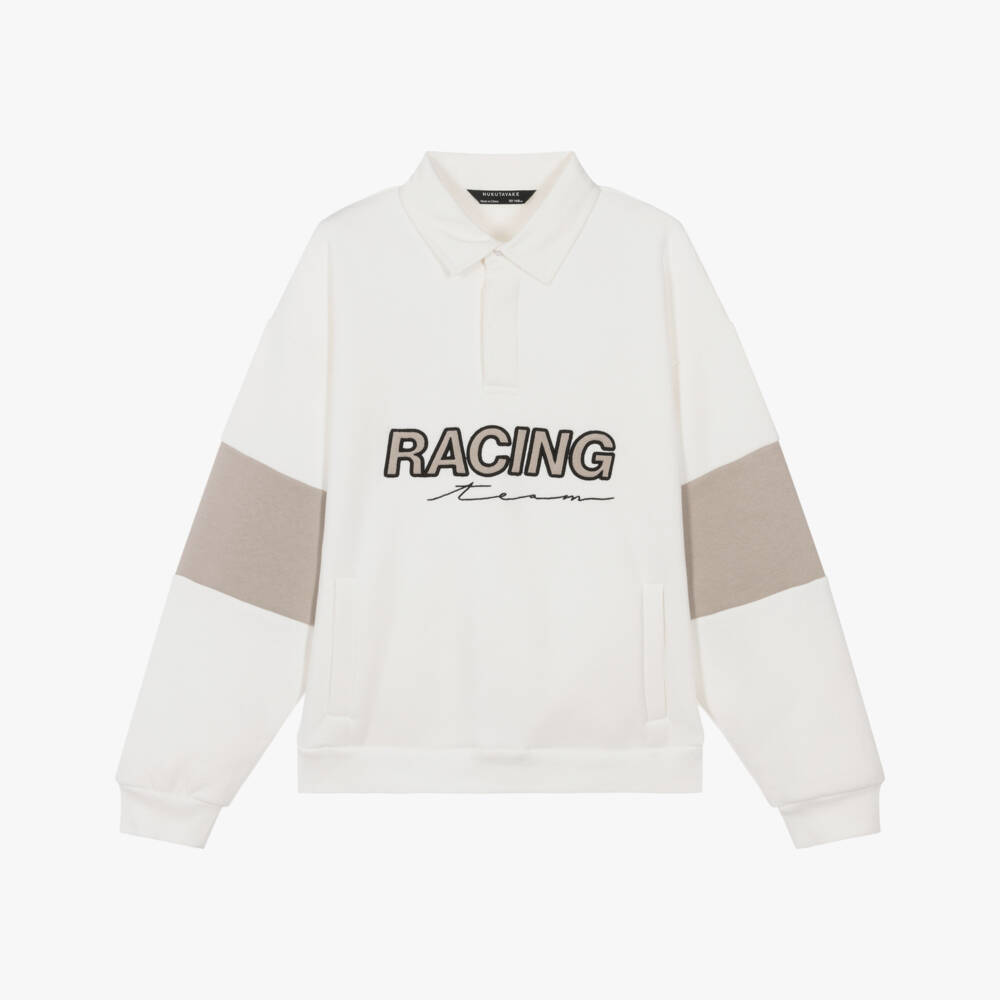 Mayoral Nukutavake-Boys Ivory Racing Team Jersey Sweatshirt  | Childrensalon