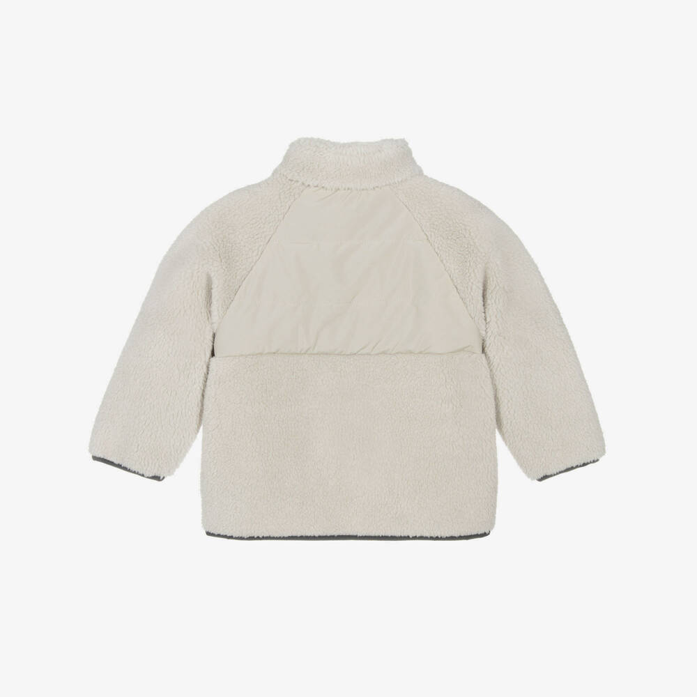 Mayoral-Boys Ivory Sherpa Fleece Zip-Up Jacket | Childrensalon