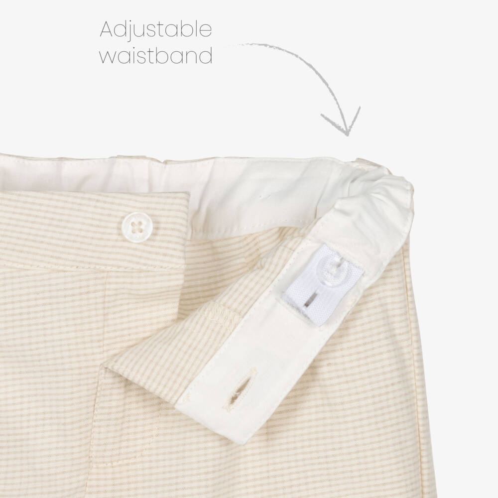 Mayoral-Boys Ivory Shirt & Beige Cotton Shorts Set | Childrensalon