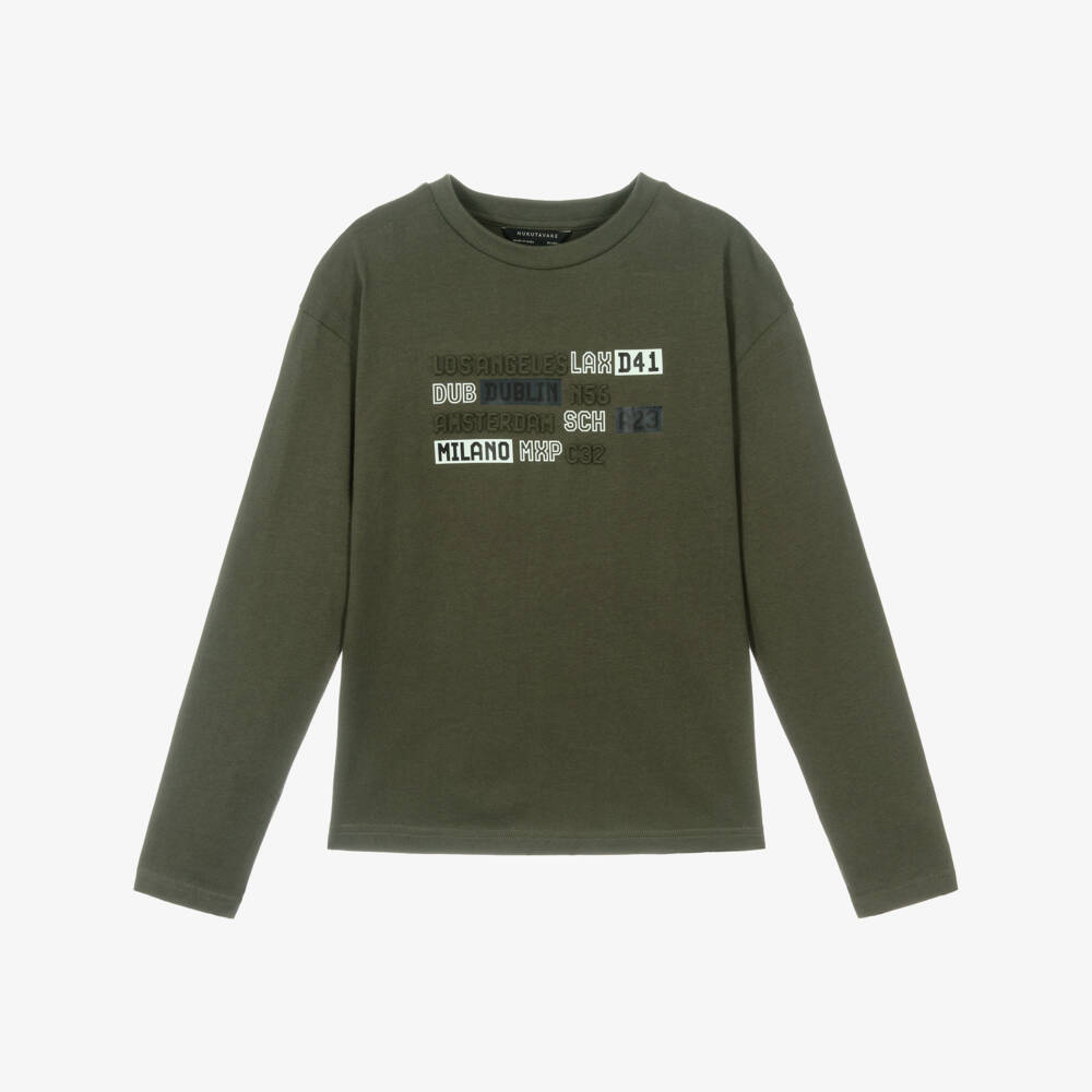 Mayoral Нукутаваке-Топ зеленый хаки с принтом аэропорта для мальчиков | Childrensalon