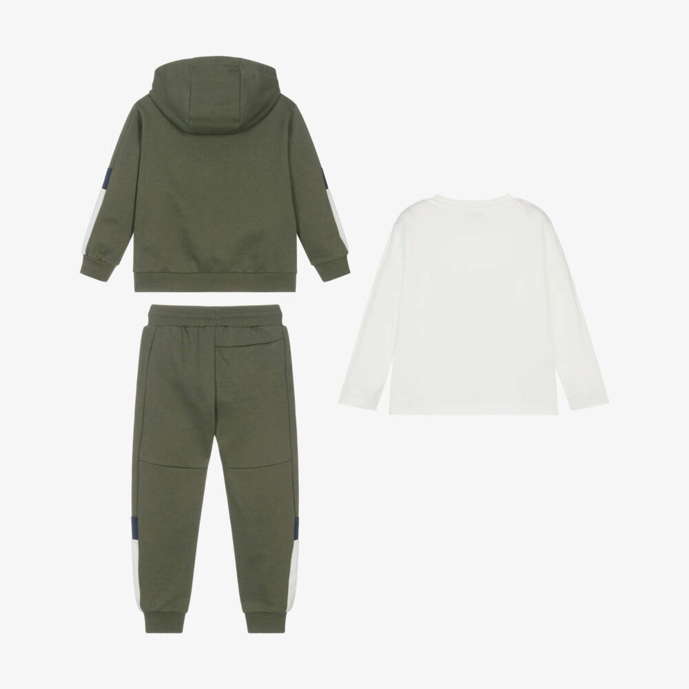 Mayoral-Boys Khaki Green Cotton Tracksuit Set | Childrensalon