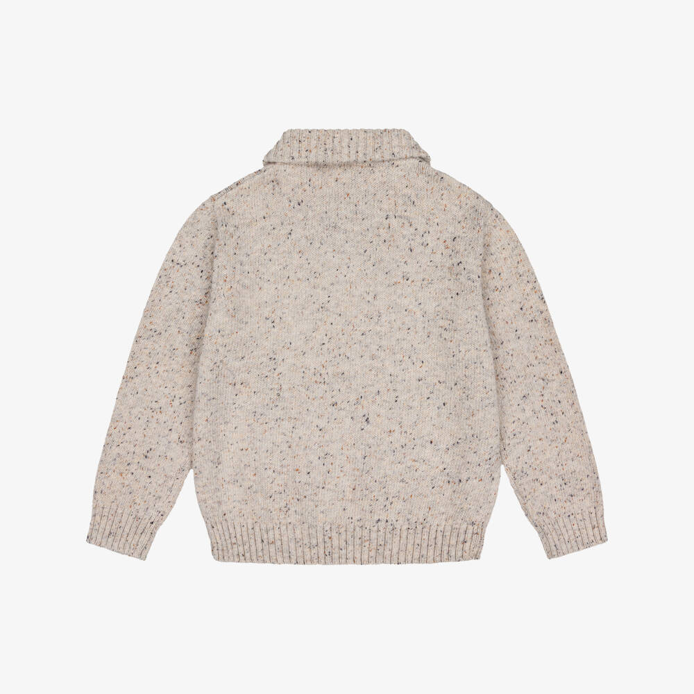 Mayoral Nukutavake-Boys Light Beige Donegal Knit Sweater with Quarter Zip | Childrensalon