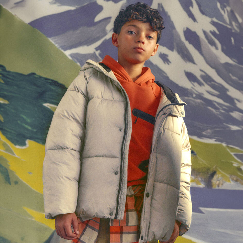Mayoral Nukutavake-Boys Light Beige Puffer Jacket | Childrensalon