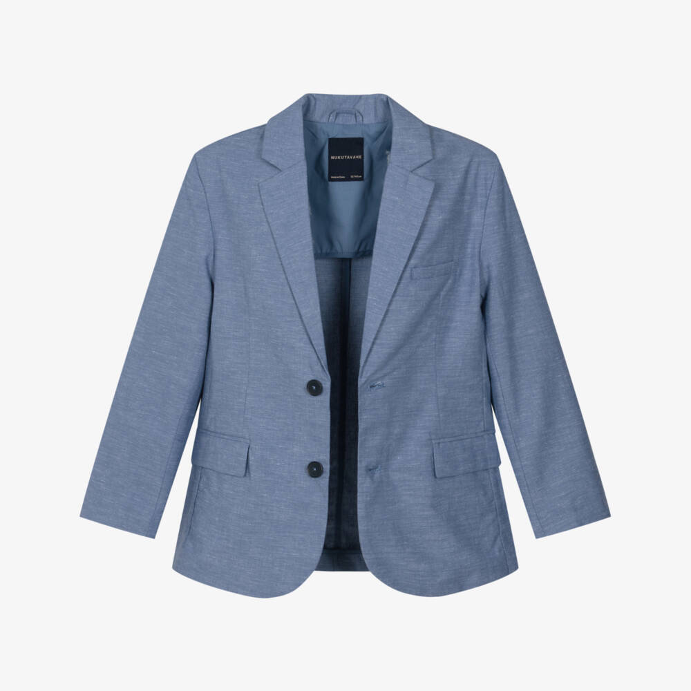 Mayoral Нукутаваке-Boys Mid Blue Cotton Blazer | Childrensalon