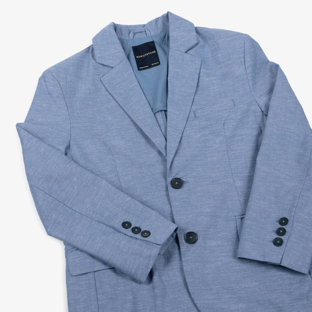 Mayoral Нукутаваке-Boys Mid Blue Cotton Blazer | Childrensalon