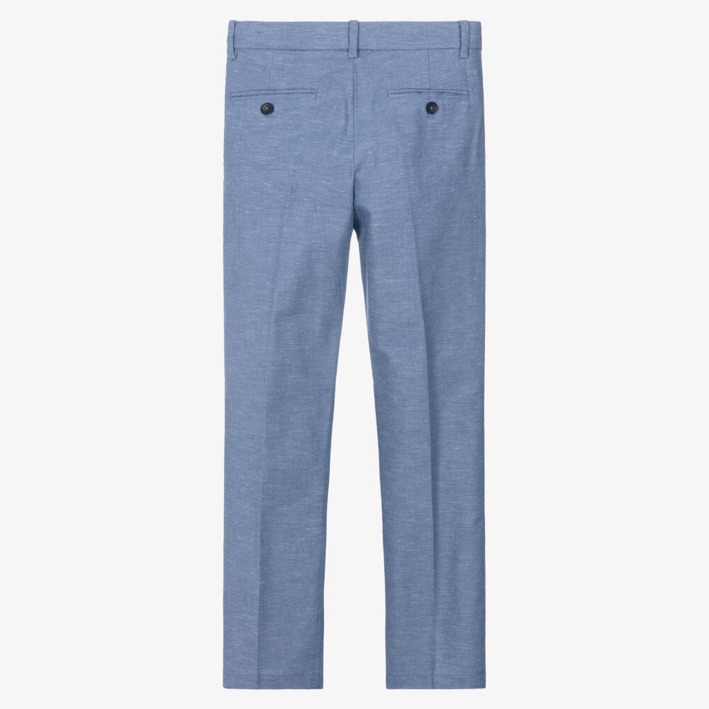 Mayoral Нукутаваке-Boys Mid Blue Cotton Trousers | Childrensalon
