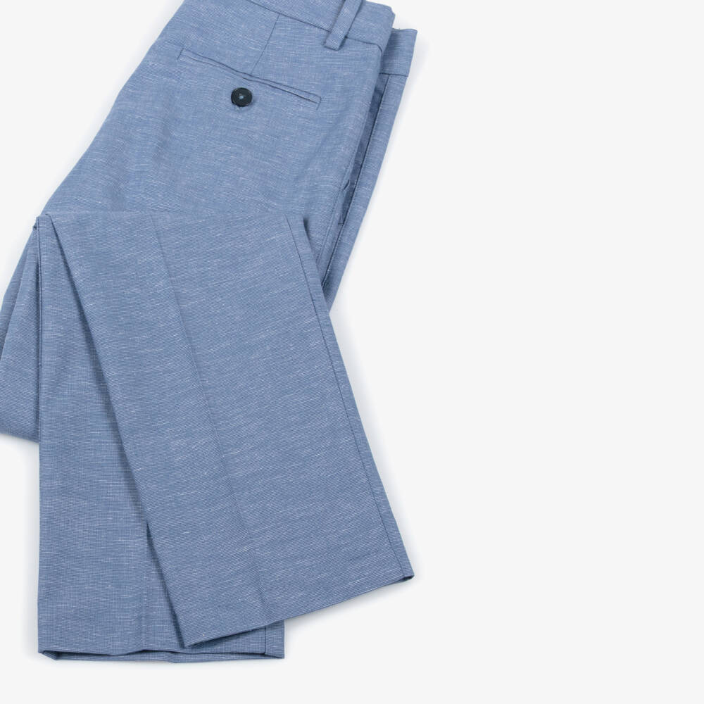 Mayoral Нукутаваке-Boys Mid Blue Cotton Trousers | Childrensalon