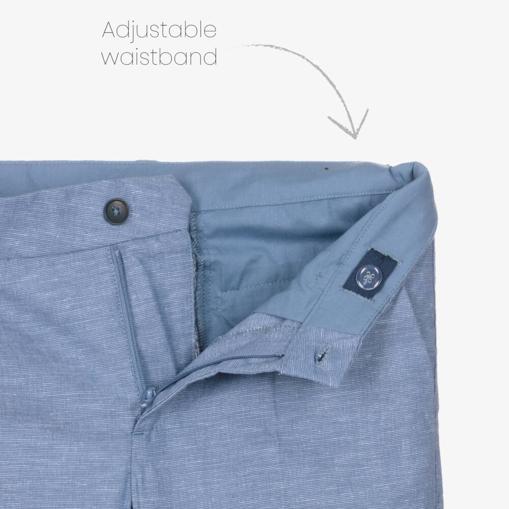 Mayoral Нукутаваке-Boys Mid Blue Cotton Trousers | Childrensalon