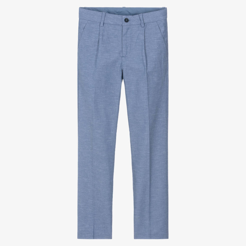 Mayoral Нукутаваке-Boys Mid Blue Cotton Trousers | Childrensalon