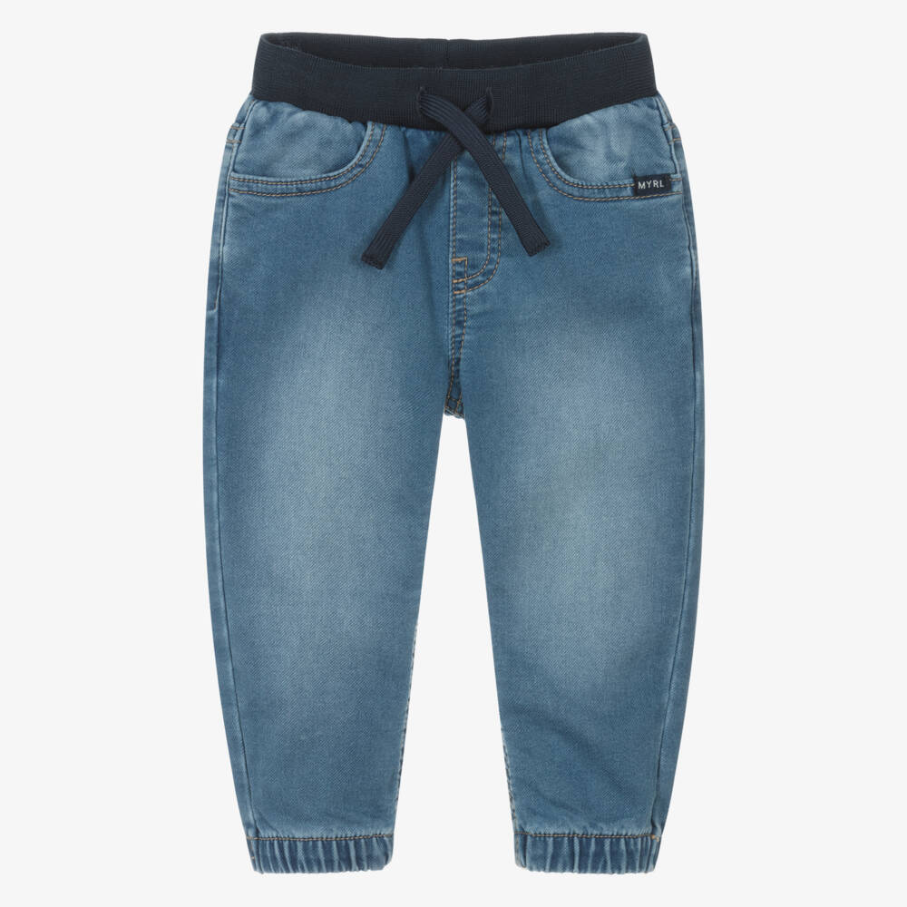 Mayoral-Boys Mid-Blue Denim Jogger-Style Jeans | Childrensalon