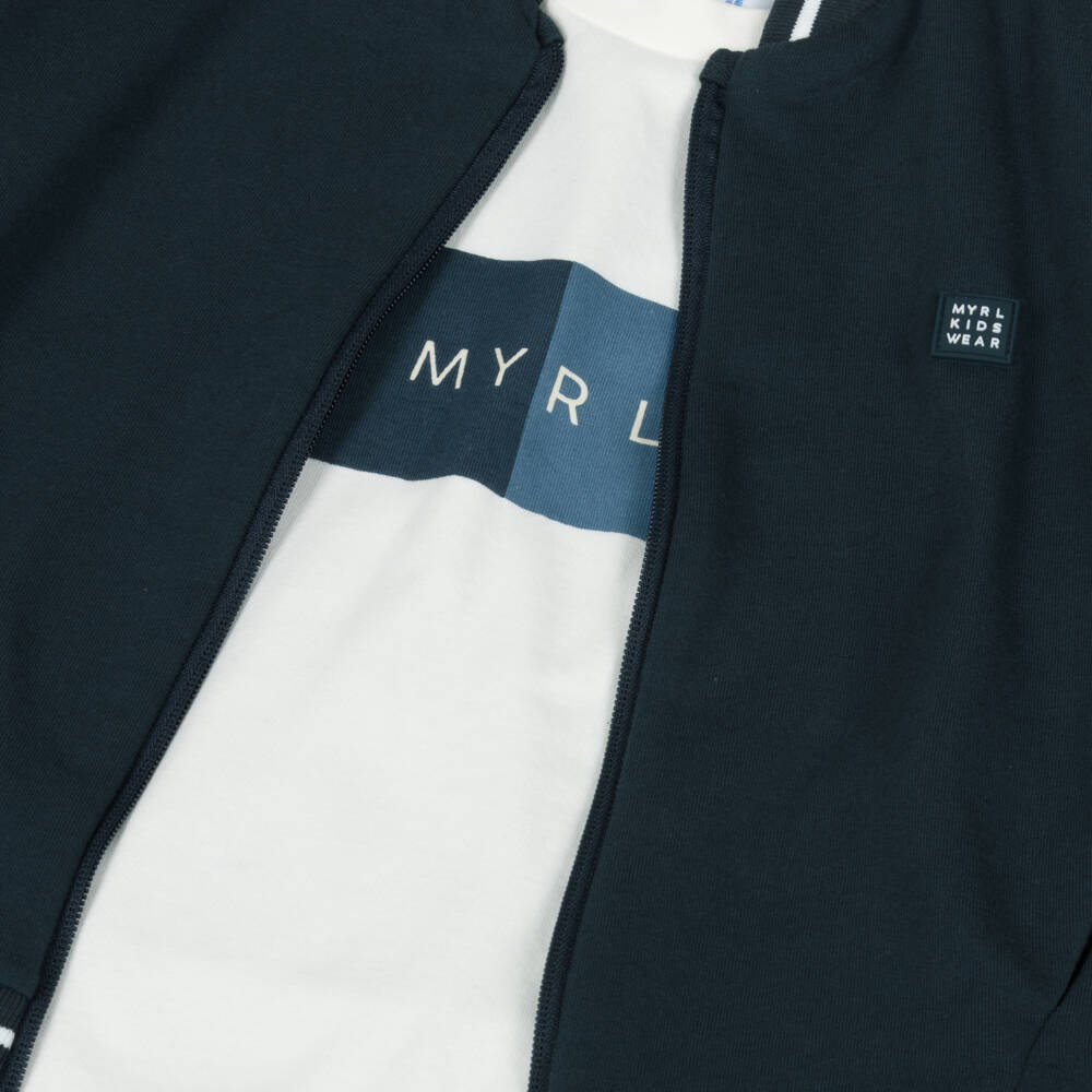 Mayoral-Boys Navy Blue 3 Piece Cotton Tracksuit | Childrensalon