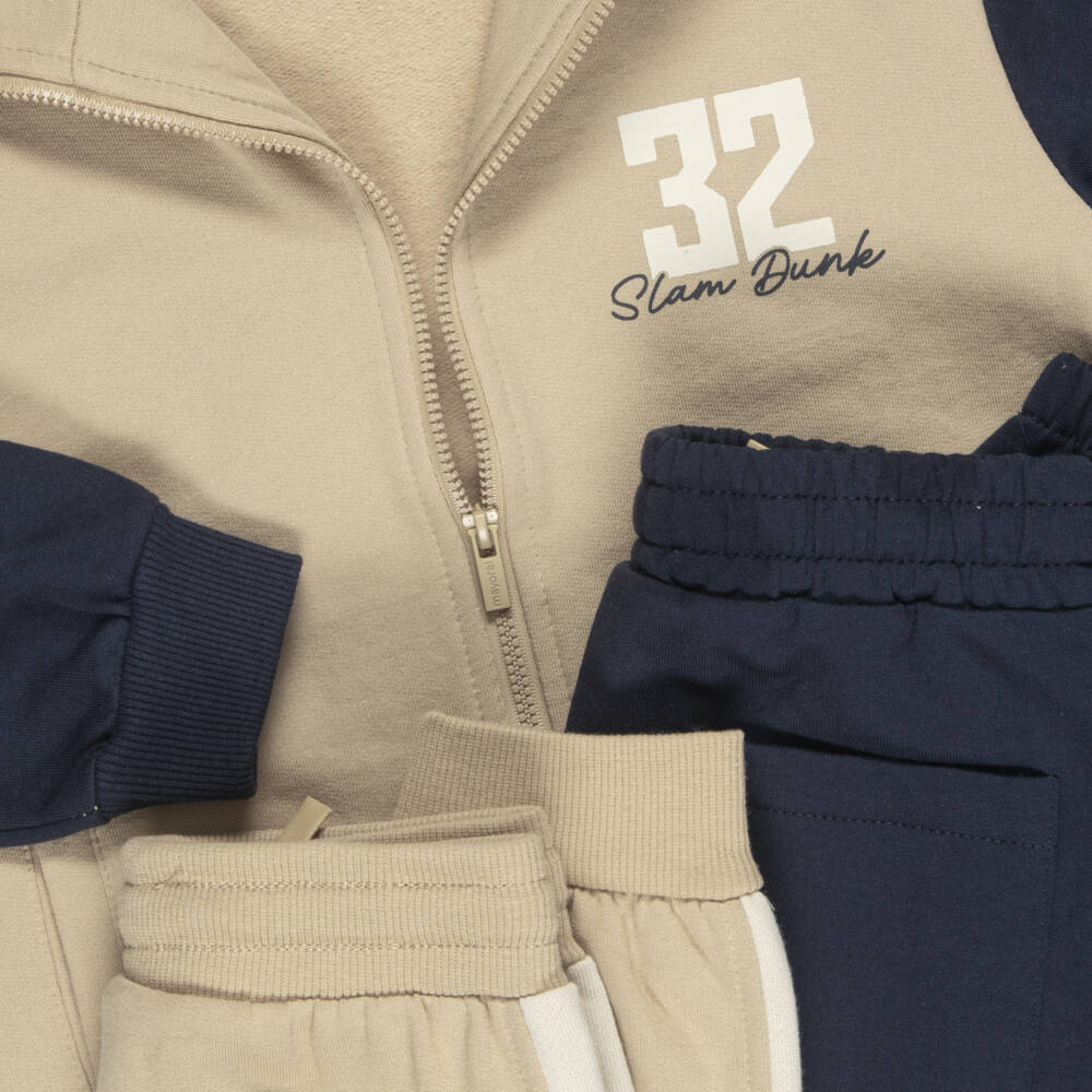 Mayoral-Boys Navy Blue & Beige Tracksuit with Extra Joggers | Childrensalon