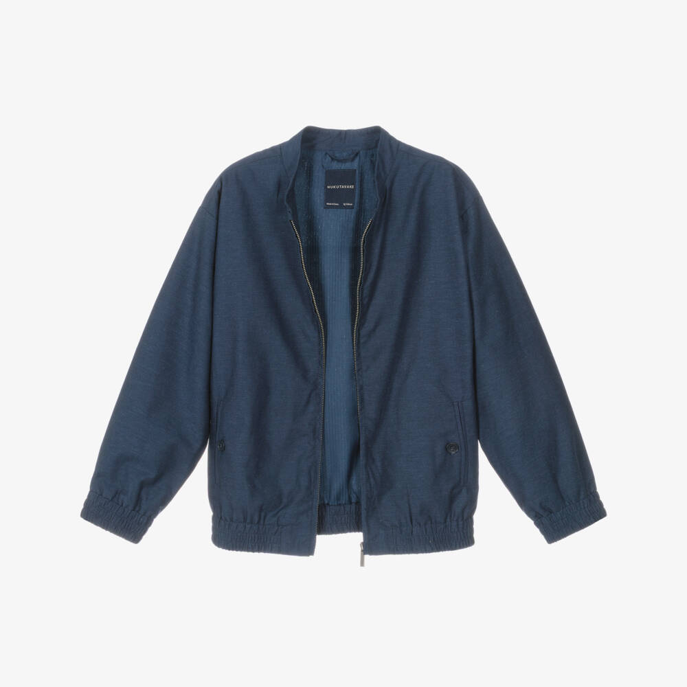 Mayoral Nukutavake-Boys Navy Blue Cotton Bomber Jacket | Childrensalon