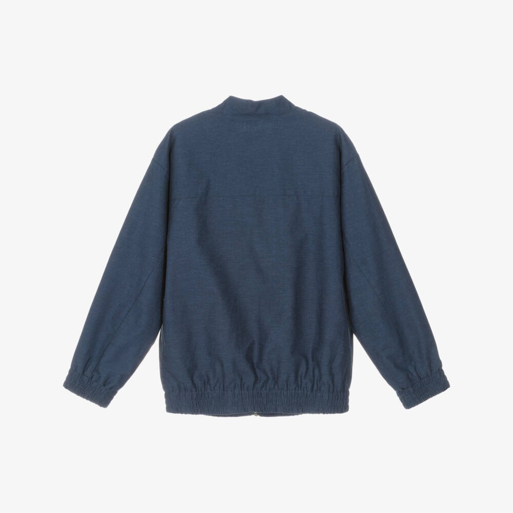 Mayoral Nukutavake-Boys Navy Blue Cotton Bomber Jacket | Childrensalon