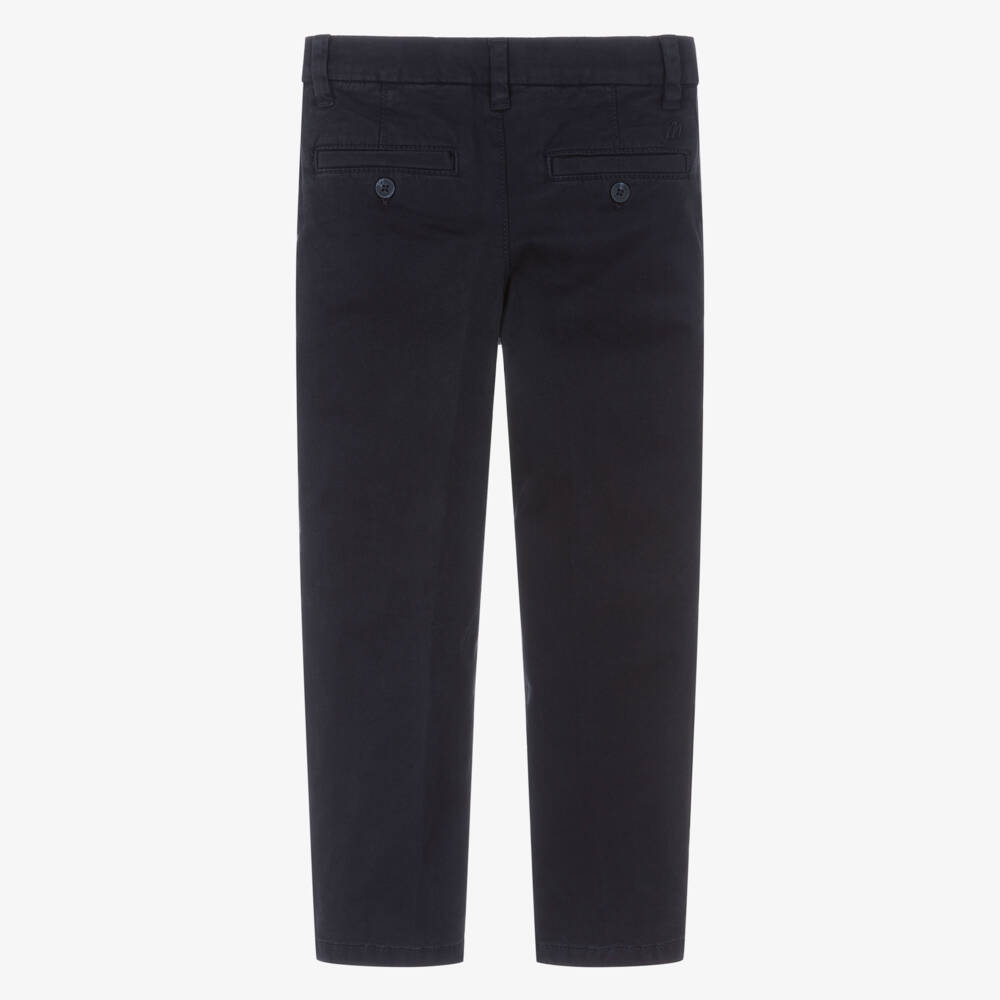 Mayoral-Boys Navy Blue Cotton Chino Trousers | Childrensalon