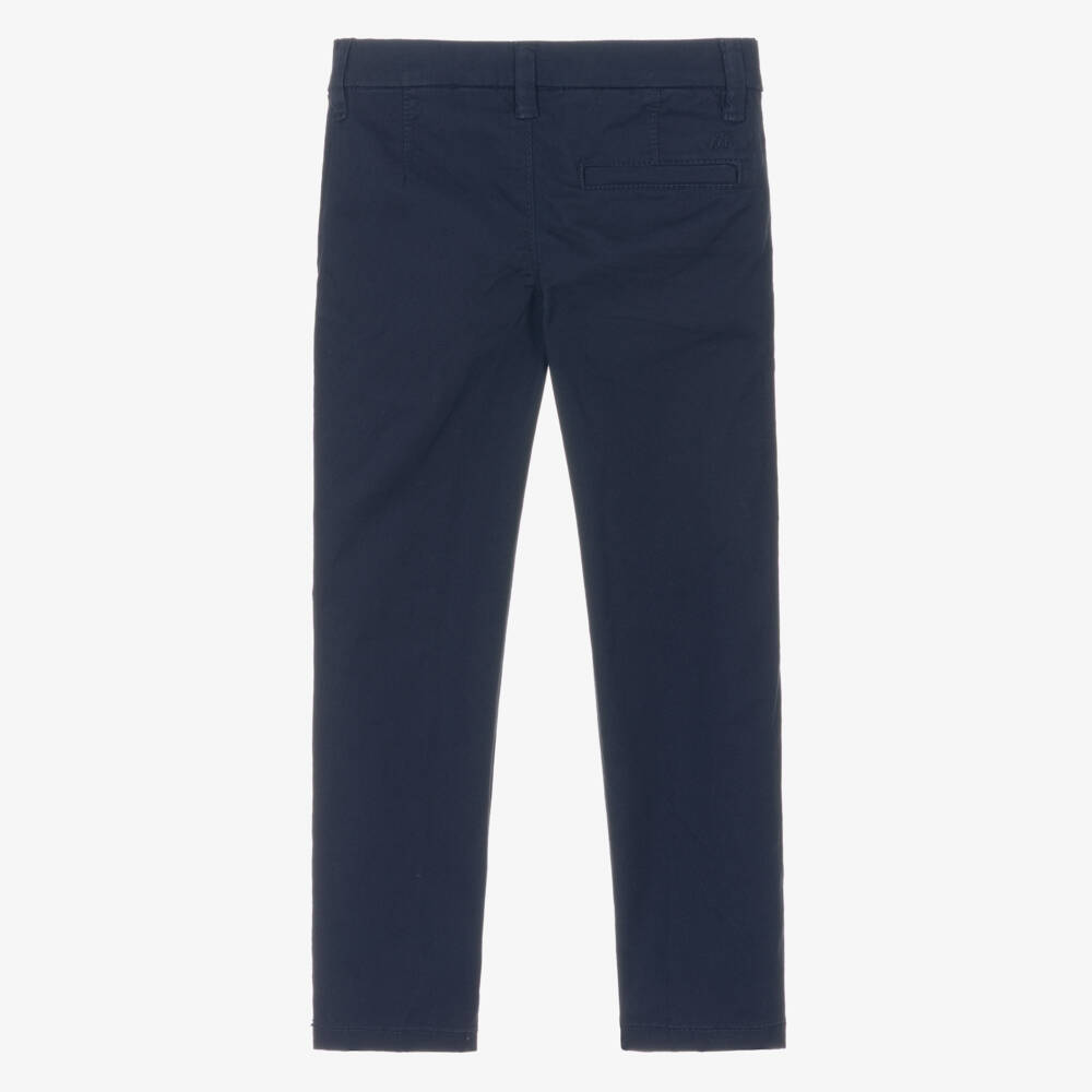 Mayoral-Boys Navy Blue Cotton Chino Trousers | Childrensalon
