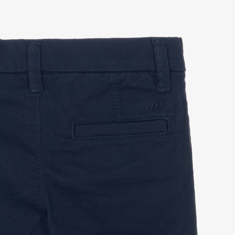 Mayoral-Boys Navy Blue Cotton Chino Trousers | Childrensalon