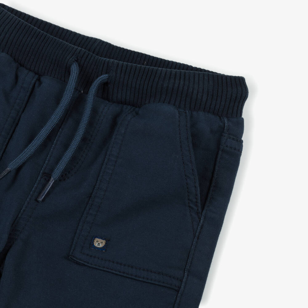 Mayoral-Boys Navy Blue Cotton Cuffed Trousers | Childrensalon