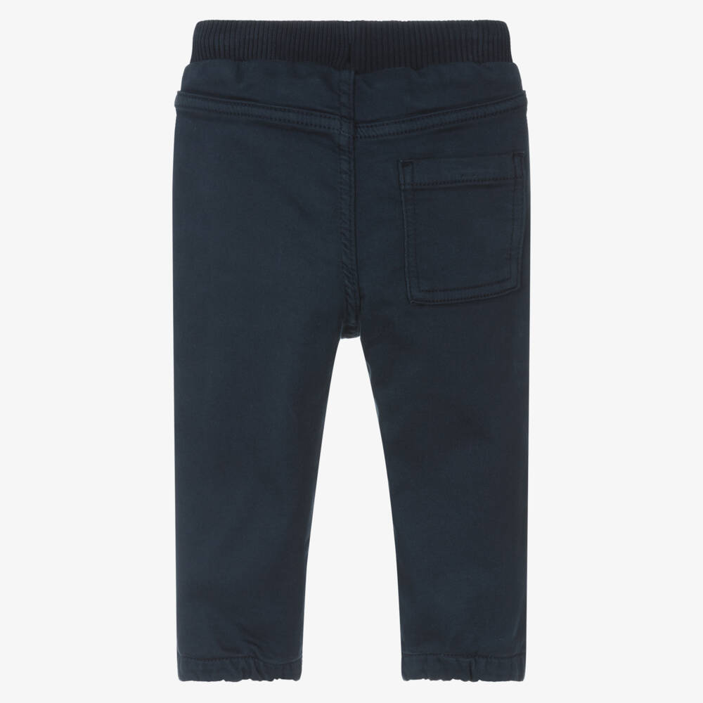 Mayoral-Boys Navy Blue Cotton Cuffed Trousers | Childrensalon