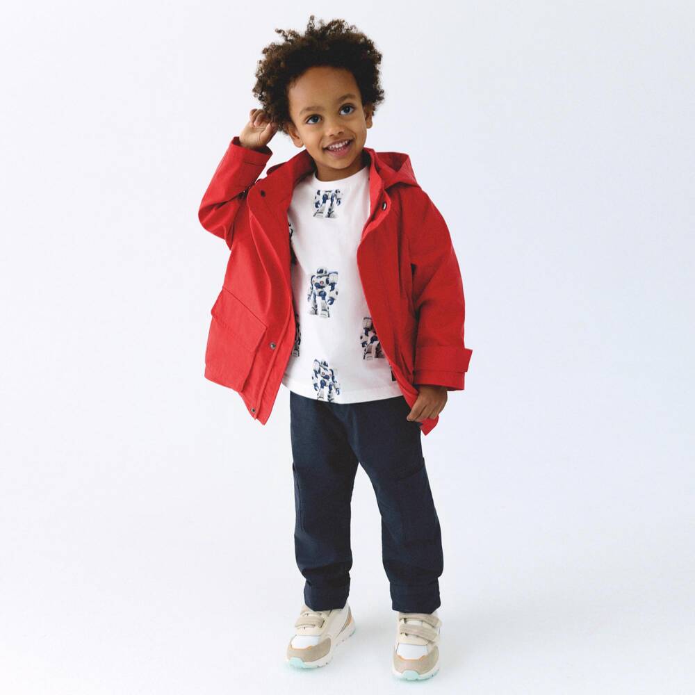Mayoral-Boys Navy Blue Cotton Drawstring Cargo Trousers | Childrensalon