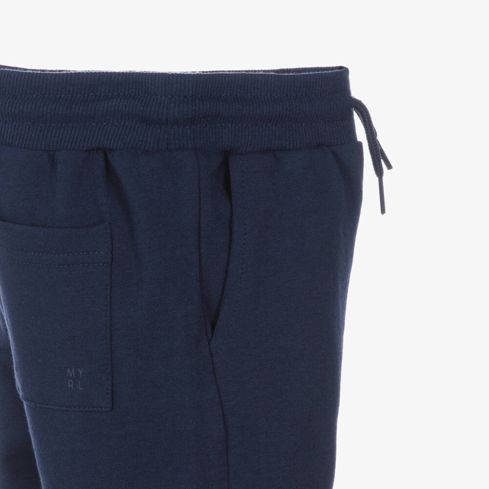 Mayoral-Boys Navy Blue Cotton Jersey Drawstring Shorts | Childrensalon