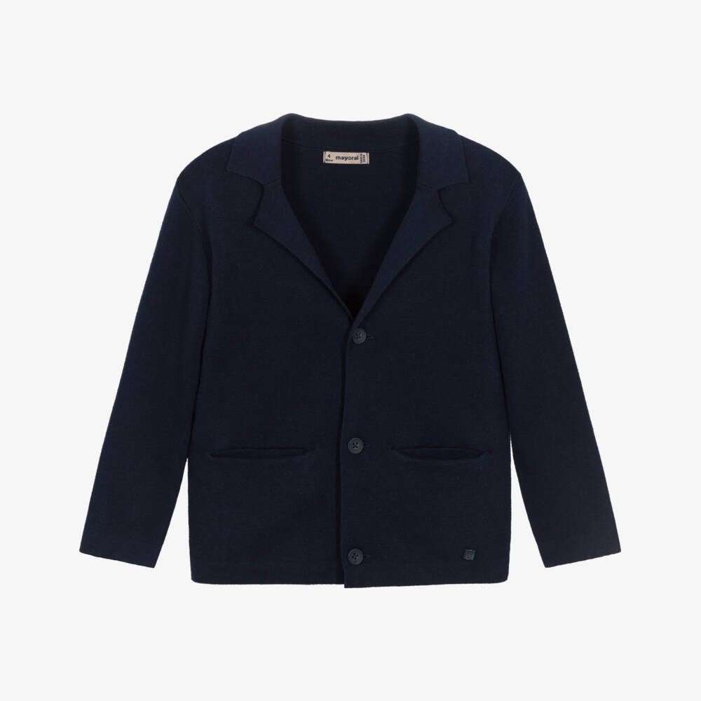 Mayoral-Кардиган с лацканами синий из хлопка для мальчиков | Childrensalon