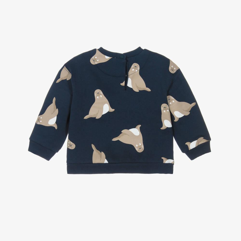 Mayoral-سويتشيرت قطن لون كحلي للأولاد الرضع | Childrensalon