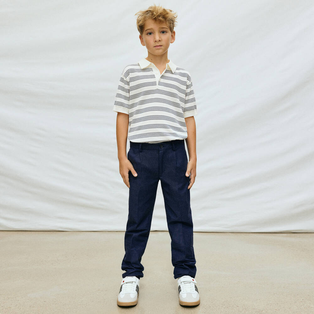 Mayoral Нукутаваке-Boys Navy Blue Cotton Trousers | Childrensalon