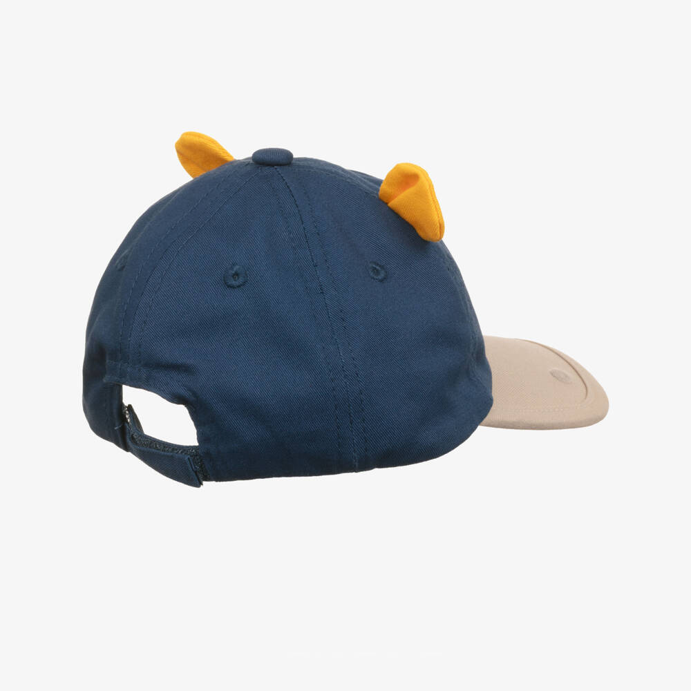 Mayoral-Boys Navy Blue Cotton Twill Cap with Hippo Motif | Childrensalon