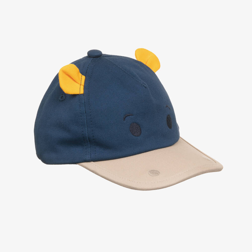 Mayoral-Boys Navy Blue Cotton Twill Cap with Hippo Motif | Childrensalon