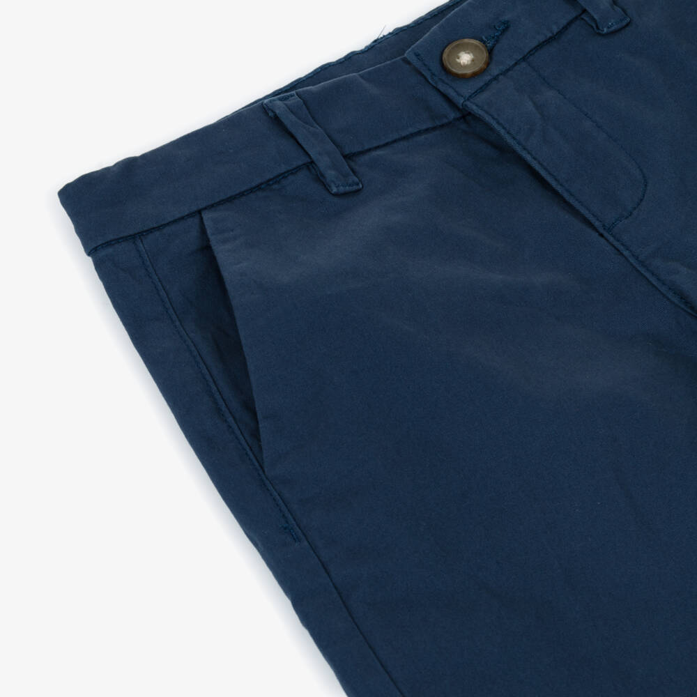 Mayoral Nukutavake-Boys Navy Blue Cotton Twill Chino Shorts | Childrensalon