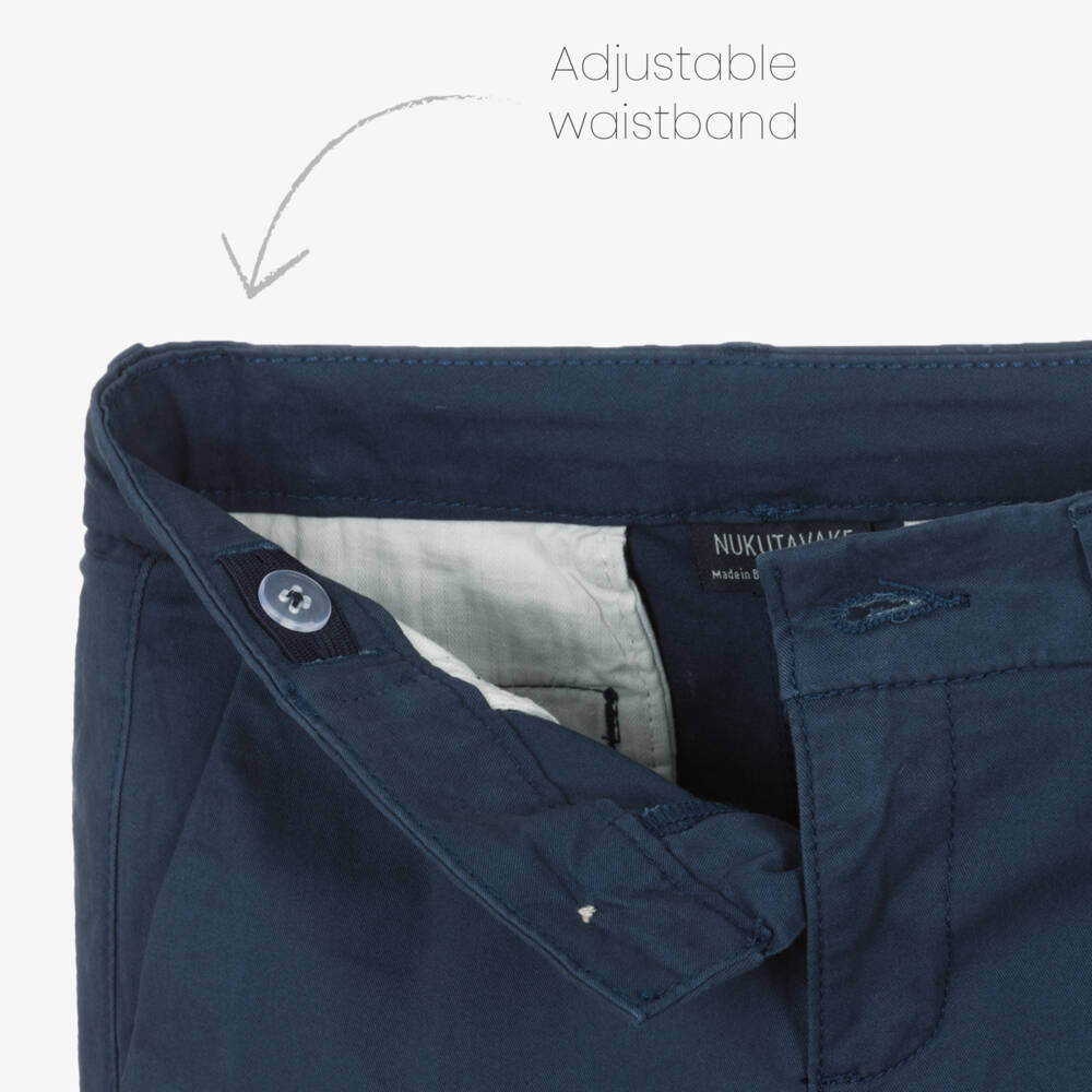 Mayoral Nukutavake-Boys Navy Blue Cotton Twill Chino Shorts | Childrensalon