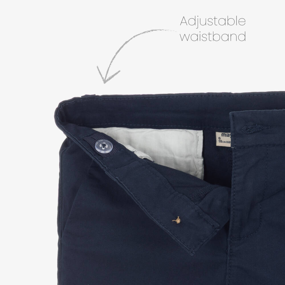 Mayoral-Шорты чинос синие из хлопкового твила для мальчиков | Childrensalon