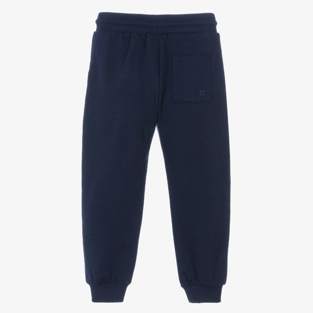 Mayoral-Boys Navy Blue Cuffed Jersey Joggers | Childrensalon