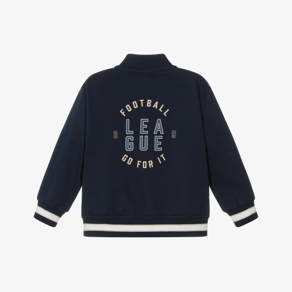 Mayoral-Boys Navy Blue Football Jersey Bomber Jacket | Childrensalon