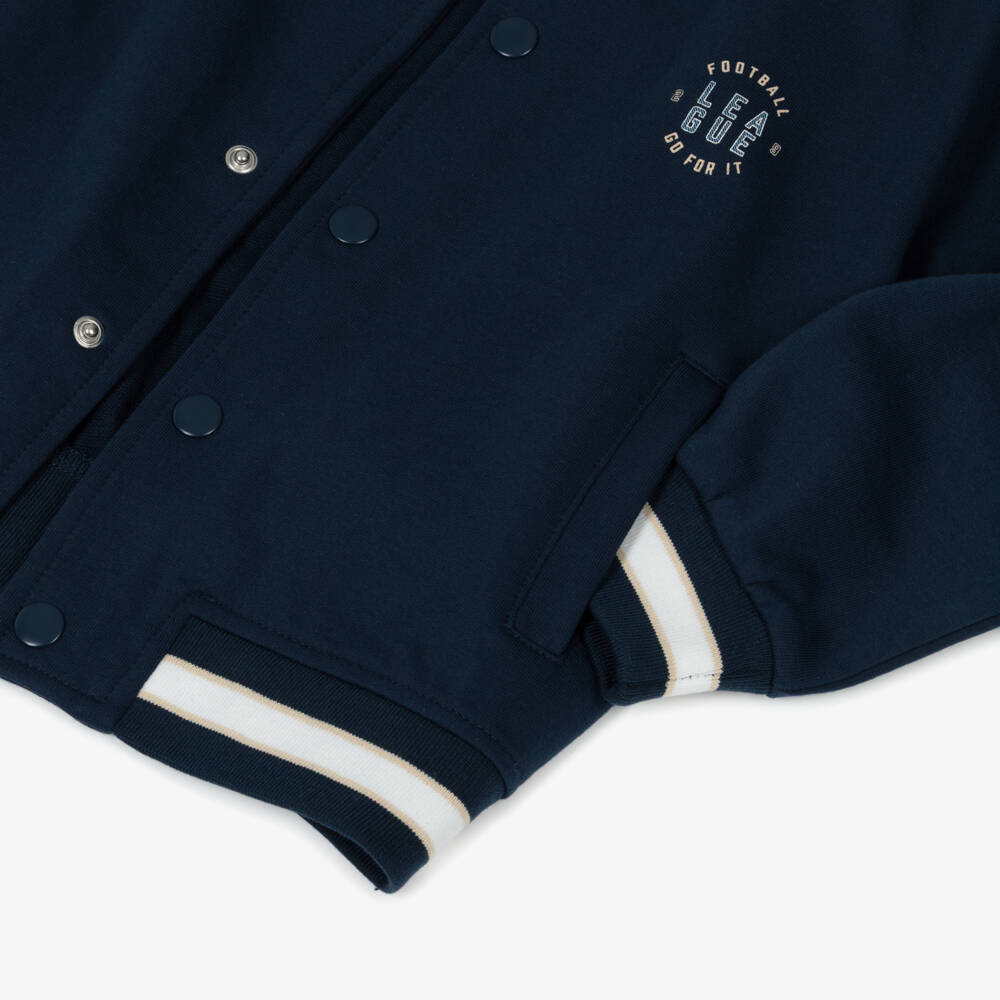 Mayoral-Boys Navy Blue Football Jersey Bomber Jacket | Childrensalon