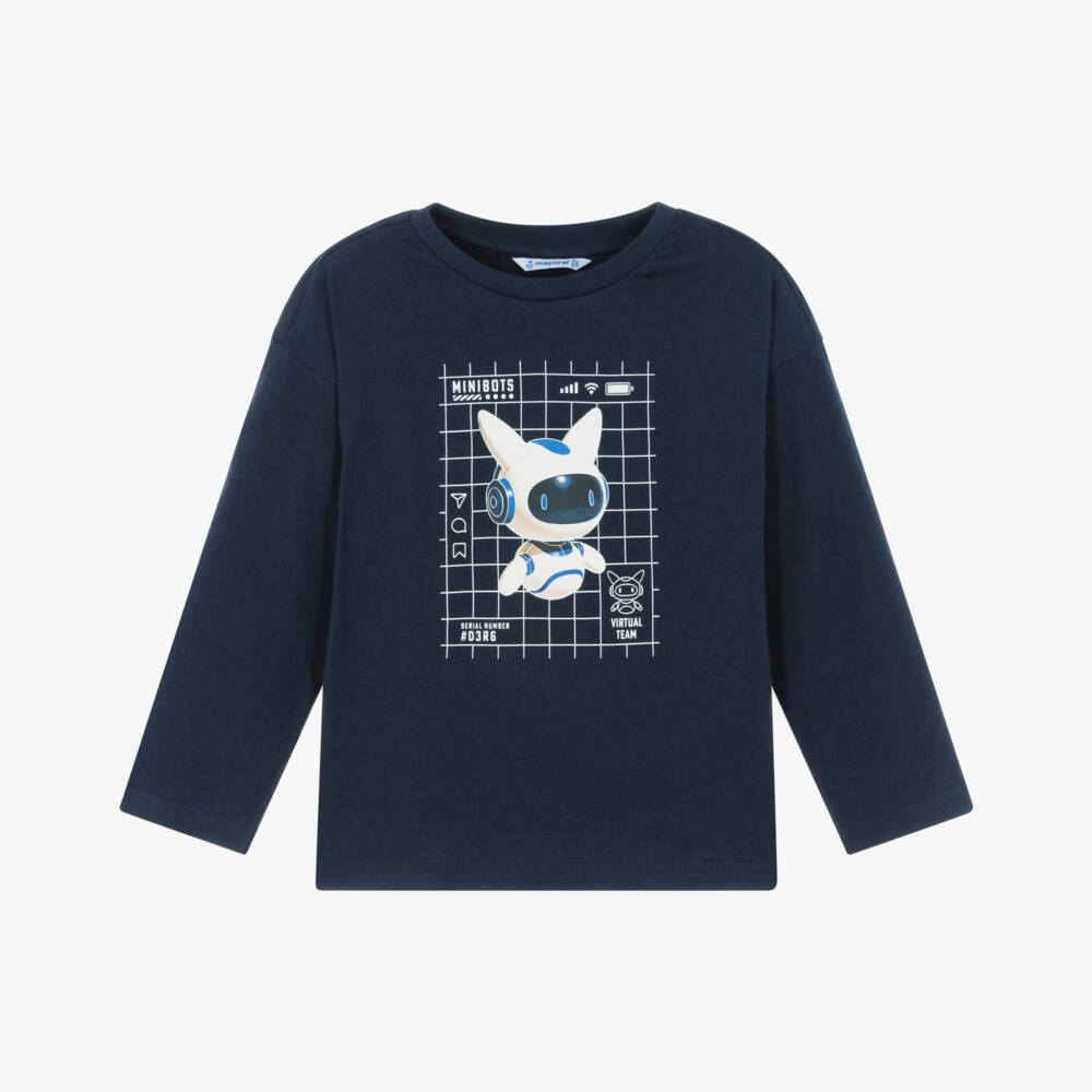 Mayoral-Boys Navy Blue Glow-in-the-Dark Robot Top | Childrensalon