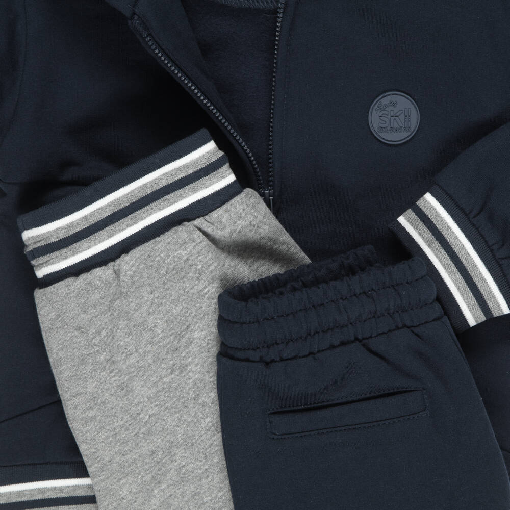 Mayoral-Boys Navy Blue & Grey Zip-Up Tracksuit Set | Childrensalon